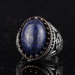 Gerçek Doğal Taş Yüzük - El Yapımı Kartal Yüzüğü - 925 Ayar Gümüş Yüzük (Lapis Lazuli) - Görsel 6