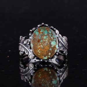 Gerçek Doğal Arizona Turkuaz Taş Yüzük, 925 Ayar Gümüş Yüzük, Minimalist El Yapımı Yüzük (Stil-4) - Görsel 4