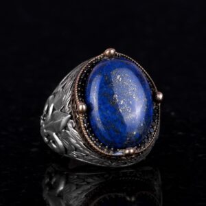 925K Gümüş El Yapımı Erkek Yüzüğü - Çeşitli Doğal Taşlarla Mevcuttur (Lapis Lazuli) - Görsel 4