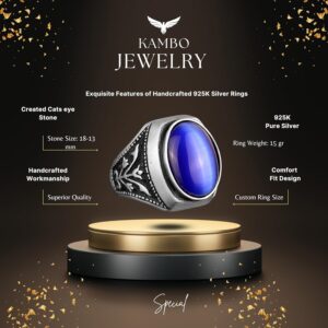 925 Ayar Katı Gümüş Yüzük, Yapay Peridot Taşlı Gümüş Erkek Yüzüğü - Görsel 3