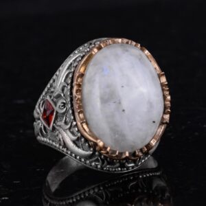 Gerçek Doğal Taş Yüzük - El Yapımı 925 Ayar Gümüş Yüzük - El Yapımı Yüzük (Aydan Taşı) - Görsel 5