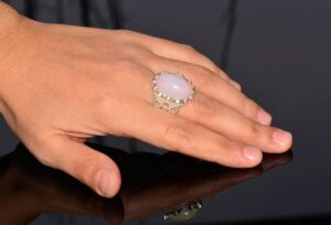 Gerçek Avustralya Opali Gerçek Taş Yüzük - 10.00 Karat Özel Erkek Yüzüğü - 925 Ayar Gümüş Yüzük - Görsel 6