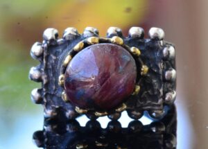 Doğal Yıldız Yakutu Taşlı Antik Yüzük - 925 Ayar Gümüş Unisex El Yapımı Yüzük - Görsel 5