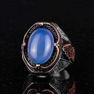 Chalcedon Taşlı Yüzük - 925 Ayar Gümüş Yüzük - Görsel 5