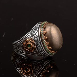 Gerçek Doğal Pirit Taşlı Yüzük, Sultan Yüzüğü, 925 Ayar Gümüş Erkek Yüzüğü - Görsel 4