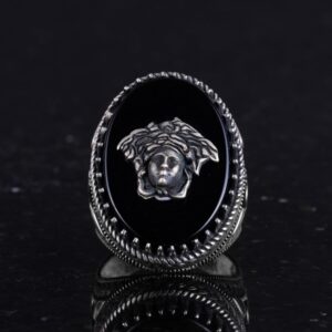 Medusa Başı Gümüş Yüzük - Yunan Mitolojisi Erkek Yüzüğü - 925 Ayar Gümüş Yüzük - Görsel 4