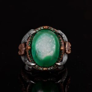 925 Ayar Gümüş Yüzük Doğal Druzy Kuvars Mavi - Görsel 6