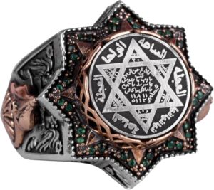 David Yıldızı Yüzüğü, Süleyman Erkek Yüzüğü, 925 Ayar Gümüş Yüzük - Görsel 1