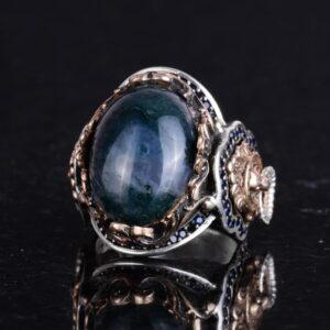 Doğal Yosunlu Akik Taş Yüzük, Aslan Başı Erkek Yüzüğü, 925K Saf Gümüş Erkek Yüzüğü - El Yapımı Şıklık - Görsel 6