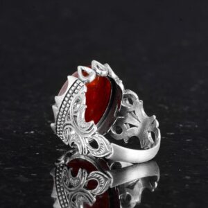 Dogal Akik Taşlı, Gümüş Yüzük, İslami Yüzük, Müslüman Yüzük - Görsel 7