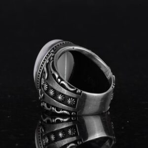 Doğal İnci Taşlı Yüzük, 925 Ayar Sert Gümüş Yüzük Erkekler İçin, Farklı Yüzük - Görsel 6