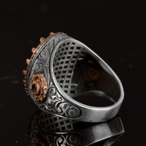 Erkek El Yapımı Gerçek Doğal Arizona Turkuaz Taş Yüzük, 925 Ayar Gümüş Yüzük, Sultan Yüzük - Görsel 6