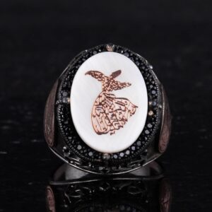 Desenli El Yapımı Yüzük - 925 Ayar Gümüş Erkek Yüzüğü - Davud Yıldızı Takısı (Semazen) - Görsel 4