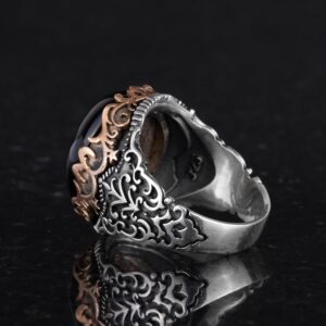 Gerçek Doğal Taş El Yapımı Yüzük - 925 Ayar Gümüş El Yapımı Yüzük - Şık Farklı Yüzük (Oniks) - Görsel 5