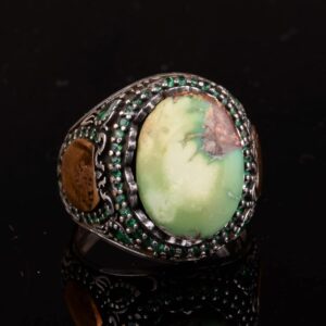 Gerçek Doğal Arizona Turkuaz Taş Yüzük, Minimalist Yüzük, 925 Ayar Gümüş Erkek Yüzük - Görsel 5