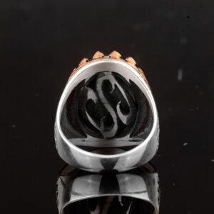 Doğal Amazonit Yüzük, Gümüş Amazonit Yüzük, 925 Ayar Gümüş Erkek Yüzüğü, Büyük Yüzük - Görsel 7