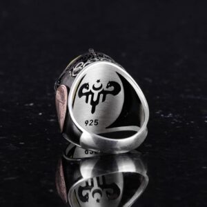 David Yıldızı Yüzüğü, Yapay Taş Yüzük, 925 Ayar Gümüş Süleyman Yüzüğü (Bal Amber Yapay) - Görsel 7