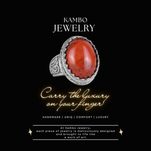 Doğal Taş Yüzük - 925 Ayar Gümüş Yüzük (Kırmızı Kan Taşı) - Görsel 4