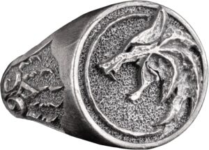 Kurt Yaban Hayatı Yüzüğü, Kurt Başlı Oksitlenmiş Yüzük, Erkek 925 Ayar Gümüş Yüzük - Görsel 1