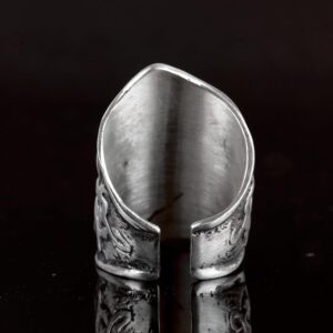 Ayarlanabilir 925 Ayar Gümüş Çift Başlı Kartal Yüzük - Kişiye Özel İsim Oyması - Görsel 5