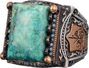 Gerçek Doğal Azurit Taşı Yüzük, 925 Ayar Gümüş Yüzük - Görsel 1