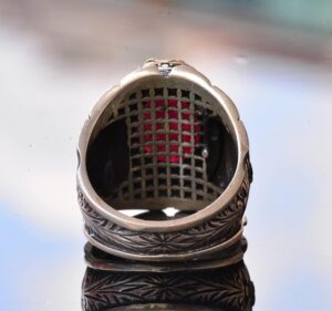 Osmanlı Yüzük, Gümüş Yüzük, Doğal Yakut Taşlı Yüzük, 12.90 Karat, Etnik Tasarım - Görsel 8