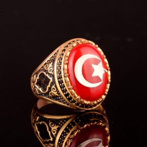 925 Ayar Gümüş Yüzük - Sembol Yüzükler - Erkek Yüzükleri (Yıldız ve Hilal) - Görsel 4