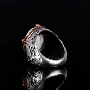 925 Ayar Gümüş El Yapımı Erkek Yüzük - Farklı Doğal Taşlarla Mevcut (Howlite) - Görsel 4