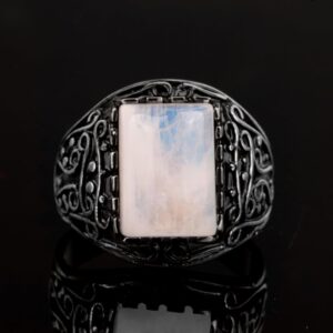 925 Ayar Gümüş Yüzük, Gerçek Doğal Aytaşı Taşlı Yüzük Erkekler İçin - Görsel 6