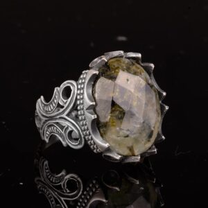 925 Ayar Gümüş Yüzük, Gerçek Doğal Jade Prehnit Taş Yüzük, El Yapımı Yüzük - Görsel 4