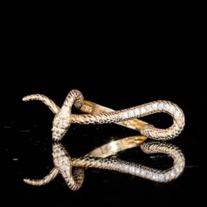 925 Ayar Gümüş Yılan Kadın Yüzüğü - Altın Kaplama Yılan Tasarımı - Şık İfadesel Parça - Görsel 4