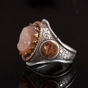 Gerçek Doğal Druzy Kuvars Taş Yüzük, Büyük Yüzük, Çapraz Yüzük - Görsel 5