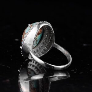 Gerçek Arizona Turkuaz Taşı Kadın Yüzüğü, 925 Ayar Gümüş Kadın Yüzüğü - Görsel 7