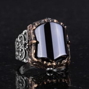 El Yapımı 925 Ayar Gümüş Erkek Yüzük - Farklı Tasarım (Oluşturulmuş Oniks) - Görsel 5