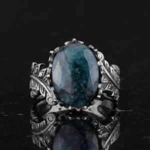 Gerçek Doğal Zümrüt Taşlı Vintage Bohem Tasarım Gümüş Kadın Yüzüğü - Görsel 4