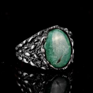 Gerçek Doğal Arizona Turkuaz Taş Yüzük, Erkekler İçin Hediye, 925 Ayar Gümüş Yüzük, Minimalist Yüzük - Görsel 4