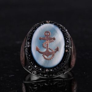 Yıldız David Yüzüğü - El Yapımı Yüzük - 925 Ayar Gümüş Erkek Yüzüğü (Çapa ve İp) - Görsel 4