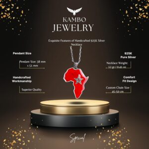 925 Ayar Katı Gümüş Harita Kolye (Fas) ile Kablo Zincir - Görsel 2