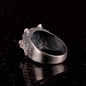 Ayı Başlı Erkek Yüzük - Hayvan Yüzüğü, Kızgın Ayı Başlı Erkek Yüzüğü, 925 Ayar Gümüş Yüzük - Görsel 6