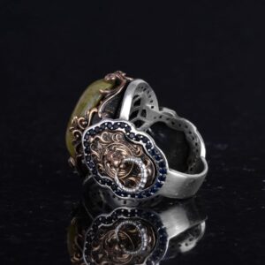 Gümüş Hayvan Aslan Yüzüğü, El Yapımı Azurit Taş Yüzüğü - Gizemli 925K Katı Gümüş Erkek Yüzüğü - İçgörü ve Netlik Tasarımı - Görsel 7