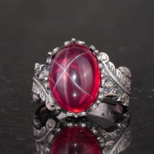 Gerçek Doğal Yıldız Yakut Taşlı Kadın Gümüş Yüzük, Vintage Bohem Tasarım - Görsel 6