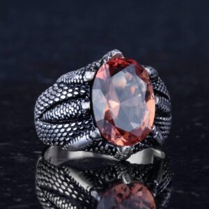 Sterling Gümüş Pençe Yüzük - Oluşturulmuş Yapay Sultanit Taşı ile El Yapımı Yüzük, Terazi Denge ve Uyum için - Görsel 5