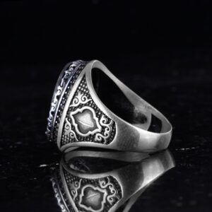 Sterling Gümüş Erkek Yüzük İslami Hat Sanatı Tasarımı - İnanç ve Maneviyat Sembolü - El Yapımı Dini Takı - Görsel 5