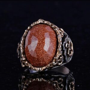 Kahverengi Güneş Taşı Yüzük, Denizci Çapa Gümüş Yüzük, 925 Ayar Gümüş Yapay Taş Yüzükler - Çeşitli & Farklı Koleksiyon - Görsel 6