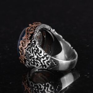 Gerçek Doğal Taş El Yapımı Yüzük - 925 Ayar Gümüş El Yapımı Yüzük - Şık Farklı Yüzük (Yeşil kan taşı) - Görsel 7