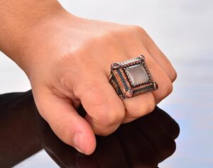 Gerçek Doğal Taş Yüzük - Gümüş Yüzük (Ay Taşı) - Görsel 7