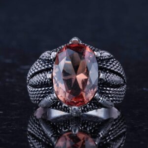 Sterling Gümüş Pençe Yüzük - Oluşturulmuş Yapay Sultanit Taşı ile El Yapımı Yüzük, Terazi Denge ve Uyum için - Görsel 4