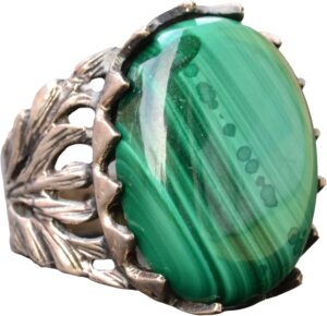 Doğal Malakit Taşlı Yüzük, 925 Ayar Gümüş Yüzük - Görsel 1