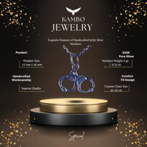 925 Ayar Gümüş Kelepçe Kolye Ucu - El Yapımı Güç ve Bağımsızlık Sembolü - Görsel 2