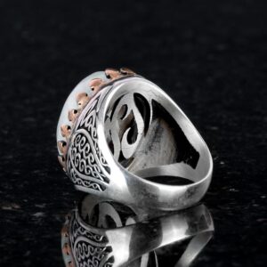 925 Ayar Katı Gümüş Erkek Yüzük - Doğal Aytaşı ile El Yapımı Zarafet - Görsel 4